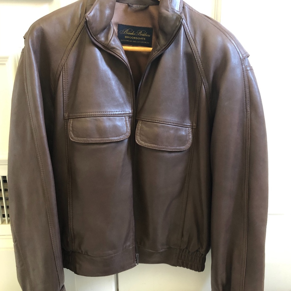Brooks Brothers Leather Bomber Jacket
